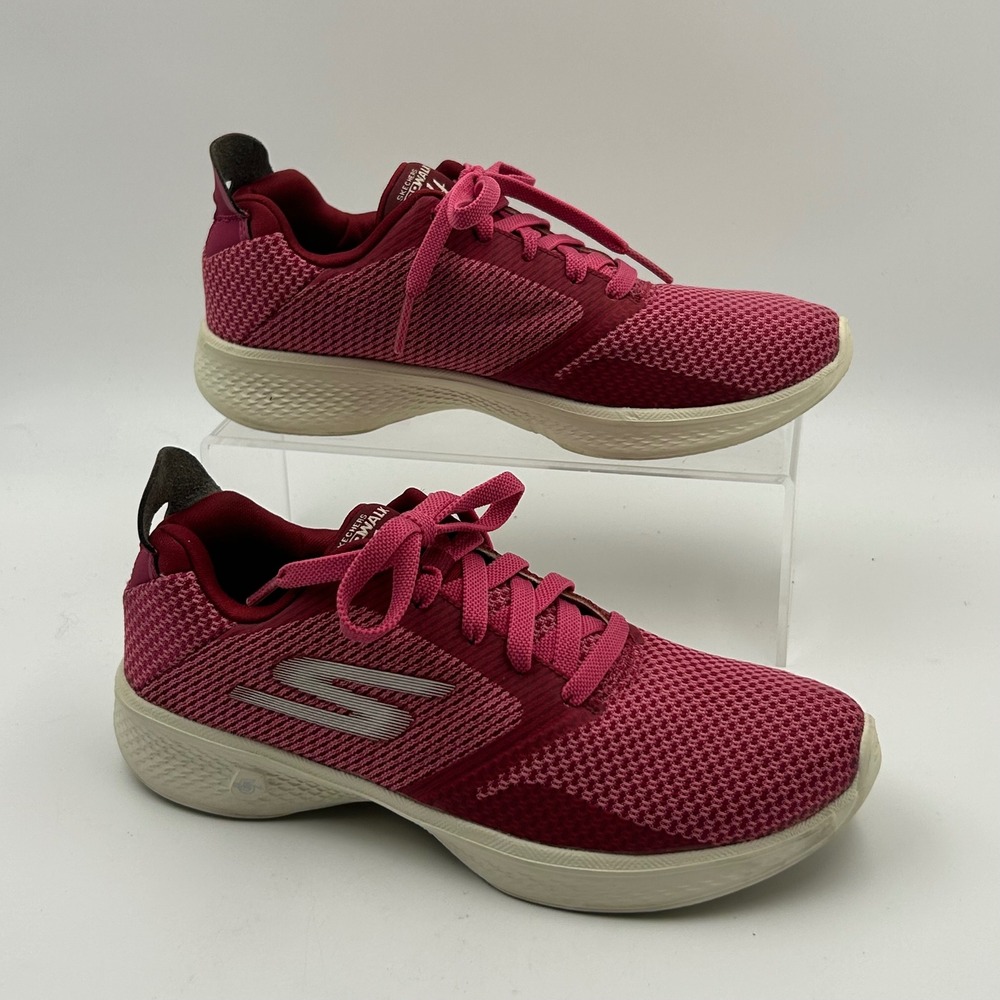 Skechers GoWalk 4 Fascinate Sneaker Womens 5 Pink Mesh Athletic Comfort 14914